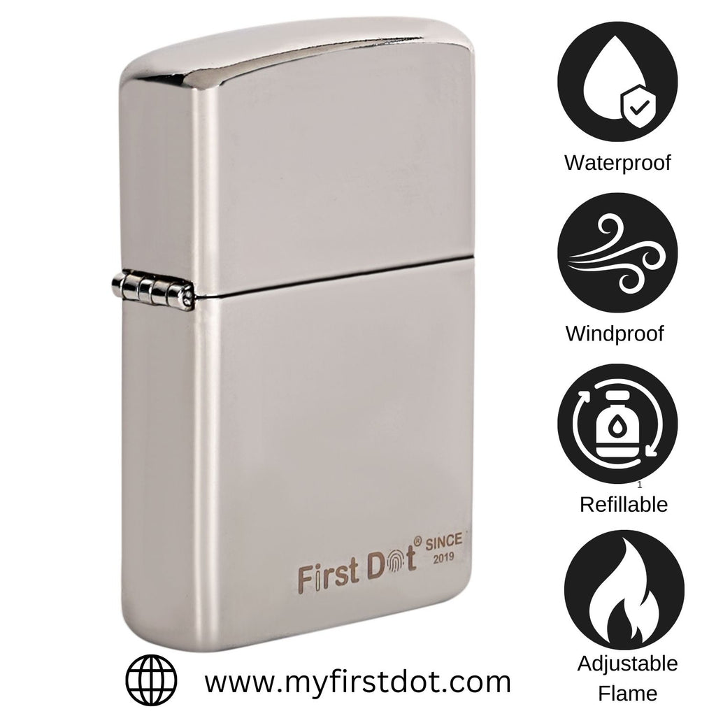 Classic Street Chrome Silver Windproof Cigarette Lighter | First Dot