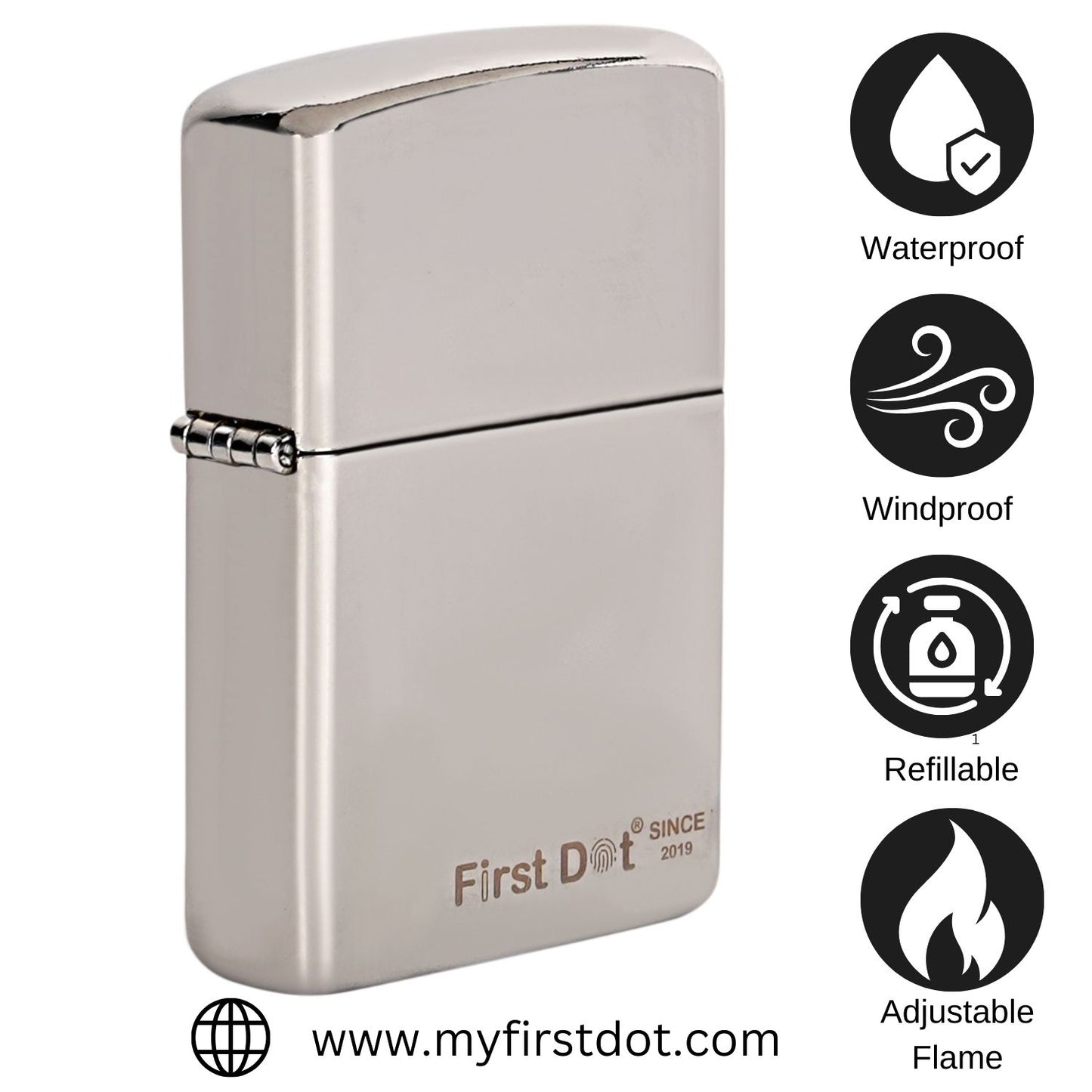 Classic Street Chrome Silver Windproof Cigarette Lighter | First Dot