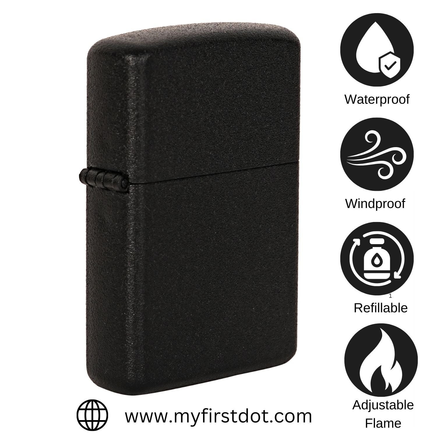 Matte Black Premium Refillable Cigarette Lighter – Perfect for Gifting | First Dot