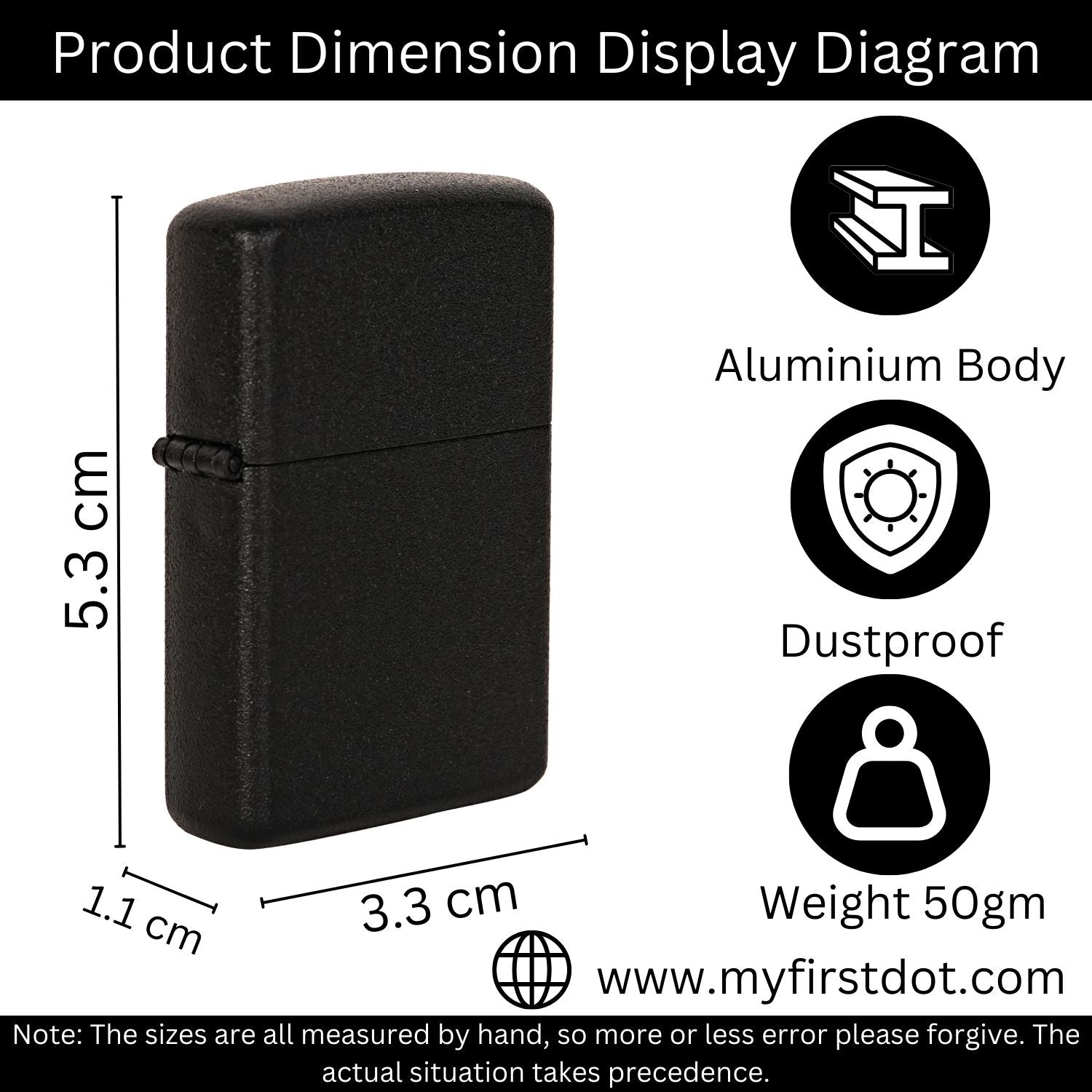 Matte Black Premium Refillable Cigarette Lighter – Perfect for Gifting | First Dot