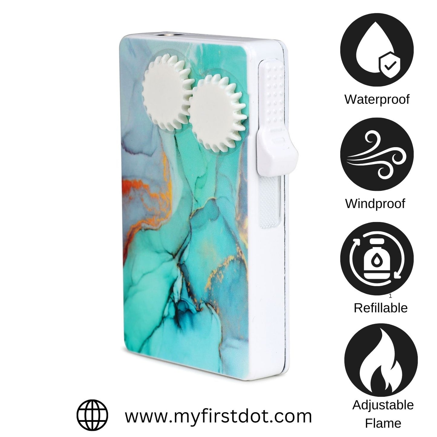 Sky Abstract Marble Glass Premium Refillable Cigarette Lighter – Perfect for Gifting | First Dot