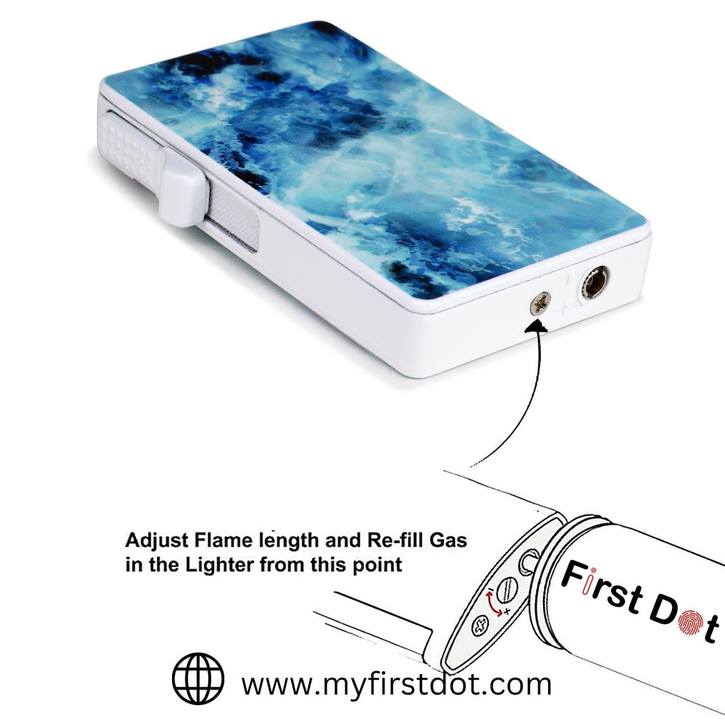 Sky Abstract Marble Glass Premium Refillable Cigarette Lighter – Perfect for Gifting | First Dot