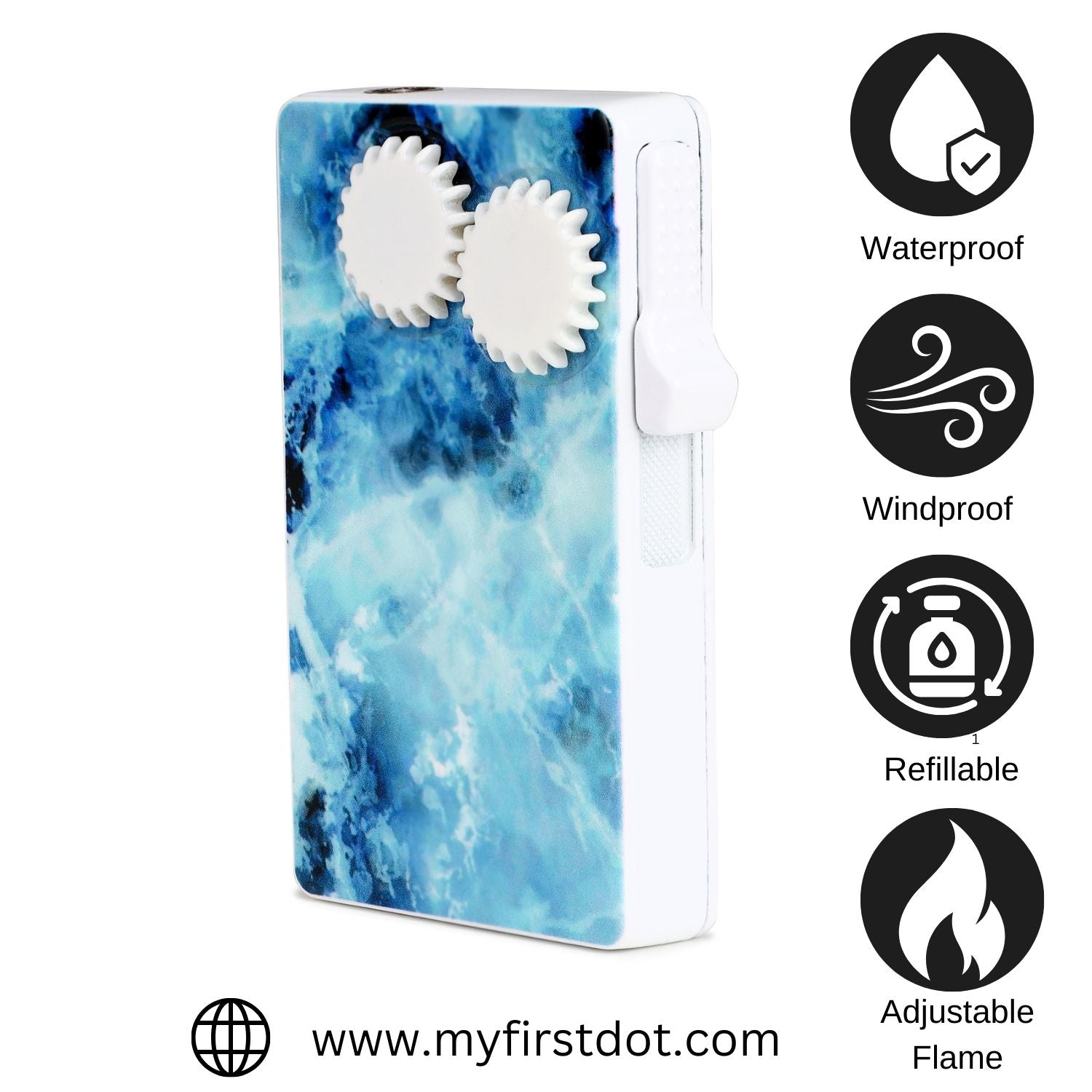 Sky Abstract Marble Glass Premium Refillable Cigarette Lighter – Perfect for Gifting | First Dot