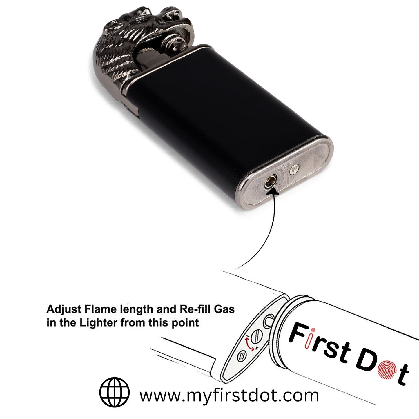 Windproof double flame lighter with bold tiger engraving – gift-ready