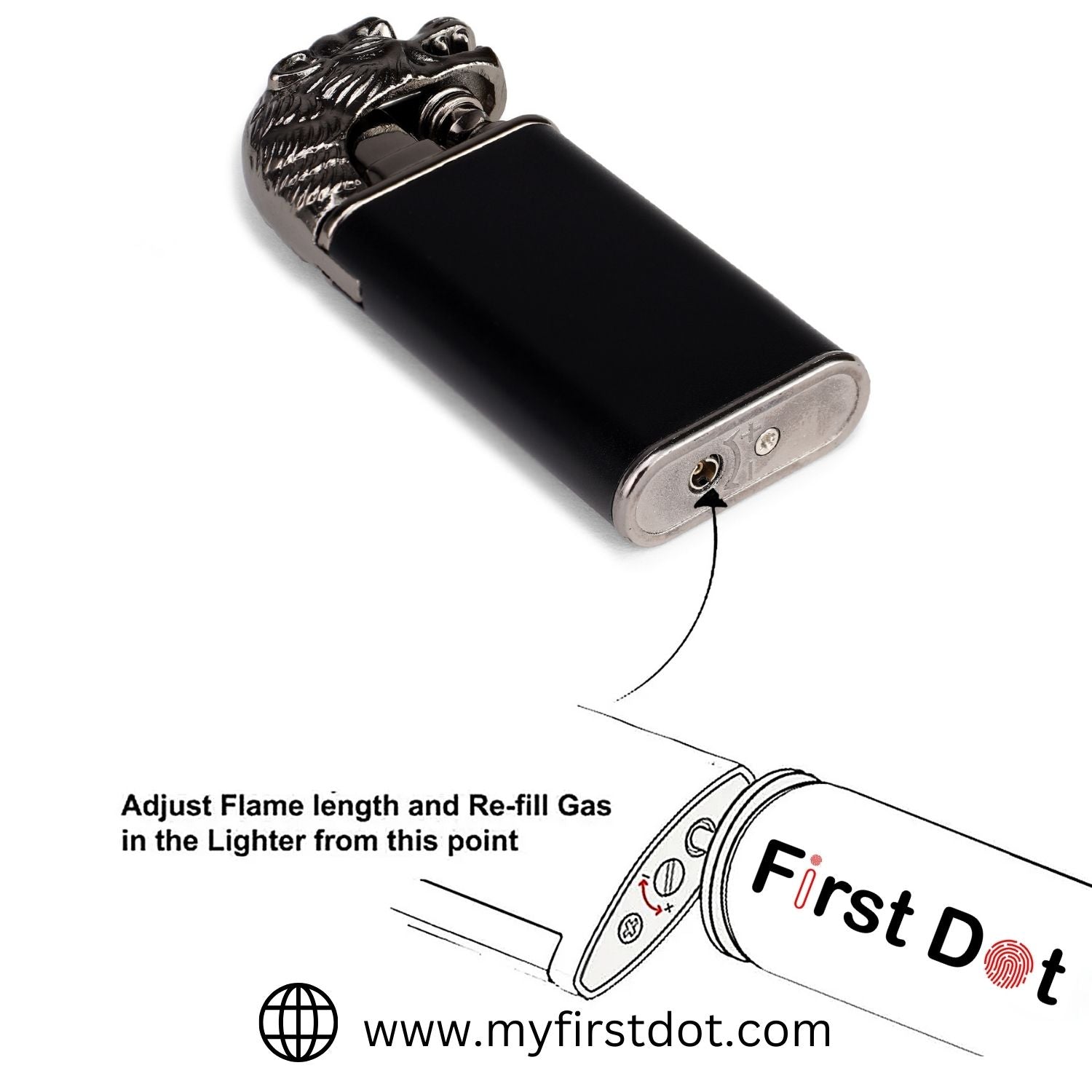 Windproof double flame lighter with bold tiger engraving – gift-ready