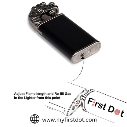 Windproof double flame lighter with bold tiger engraving – gift-ready