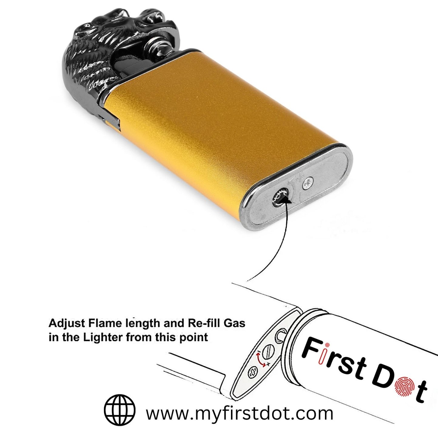 First Dot Double Flame Luxury Windproof Lighter Gift for Men - Pocket Lighter