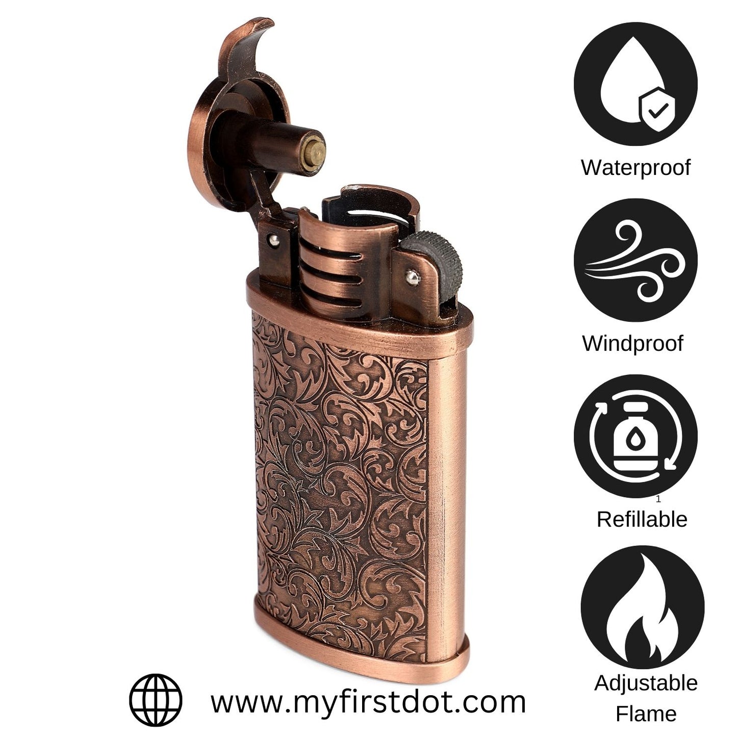 Vintage Grinding Wheel Premium Refillable Cigarette Lighter – Perfect for Gifting | First Dot