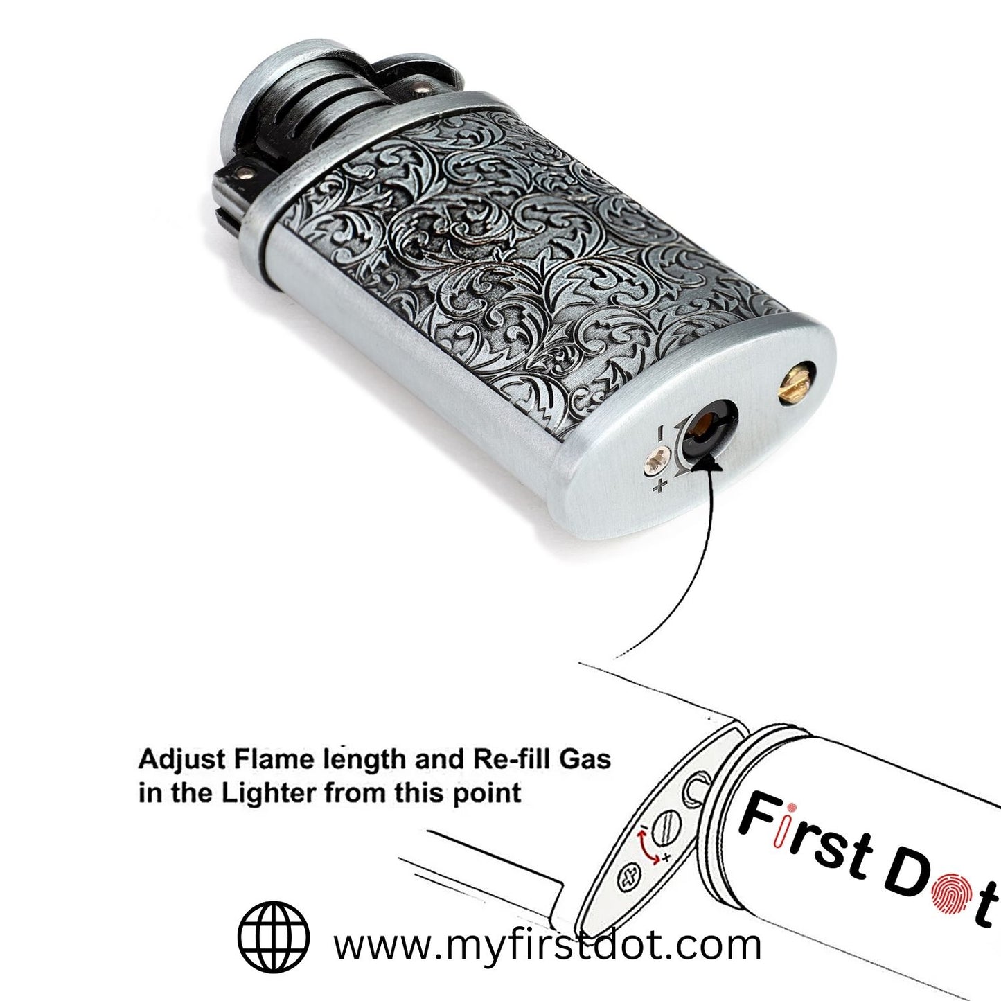 Vintage Grinding Wheel Premium Refillable Cigarette Lighter – Perfect for Gifting | First Dot