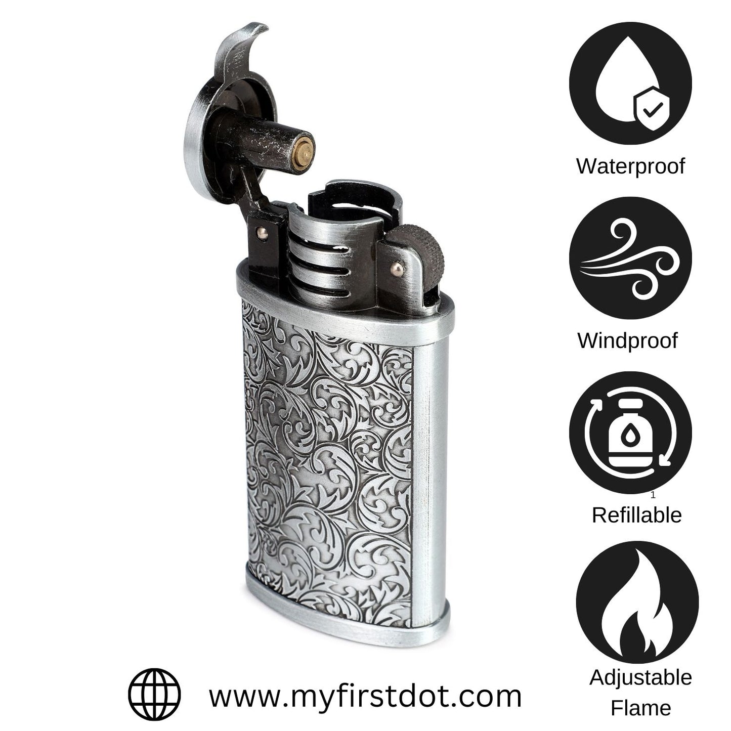 Vintage Grinding Wheel Premium Refillable Cigarette Lighter – Perfect for Gifting | First Dot