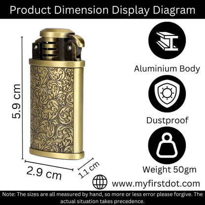 First Dot Premium Vintage Grinding Wheel Cigarette Lighter – Perfect for Gifting
