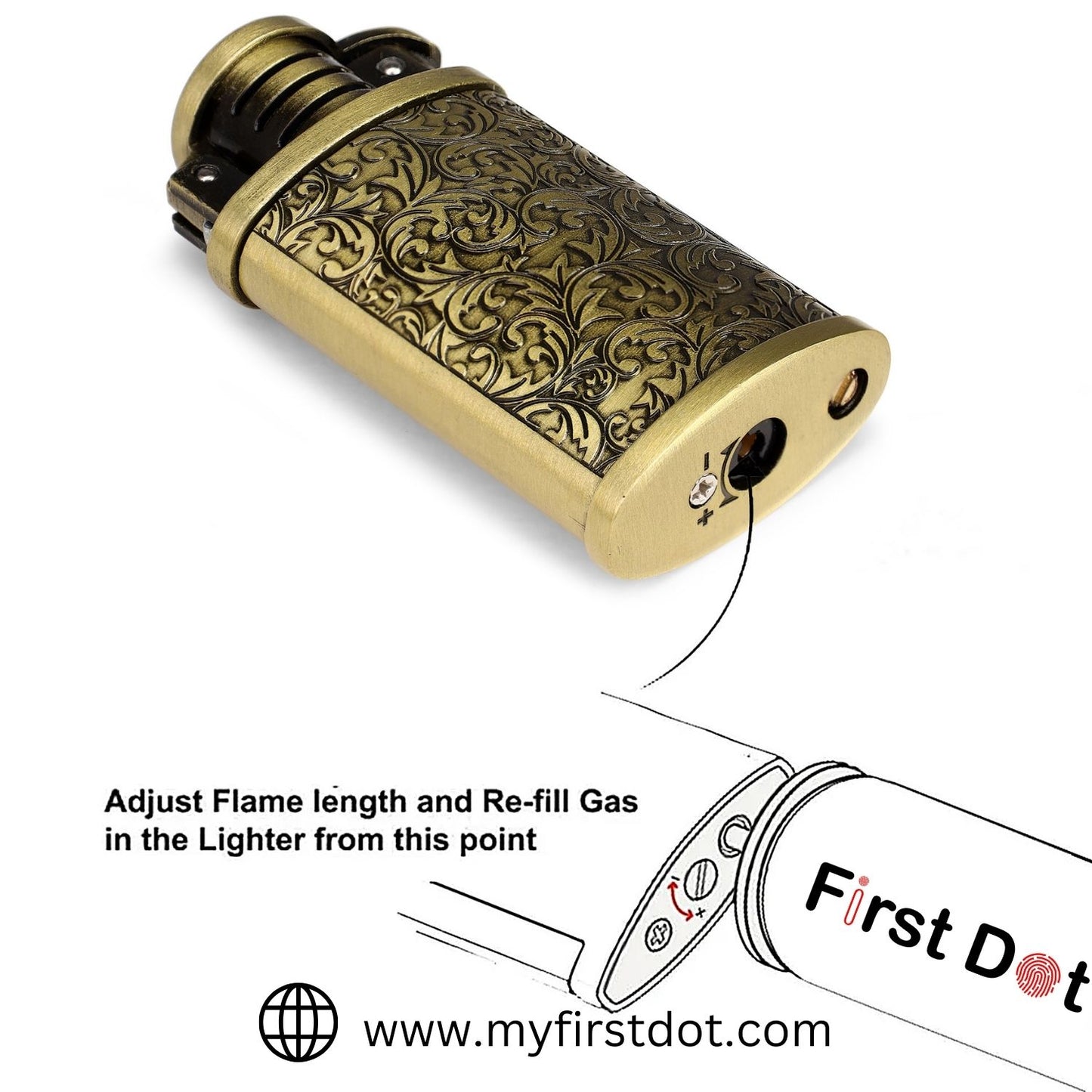 First Dot Premium Vintage Grinding Wheel Cigarette Lighter – Perfect for Gifting