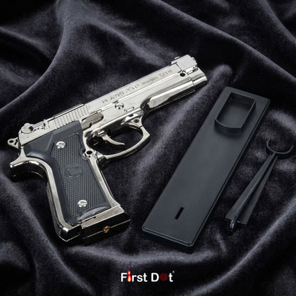 Gun shaped metal jet flame lighter with windproof push ignition