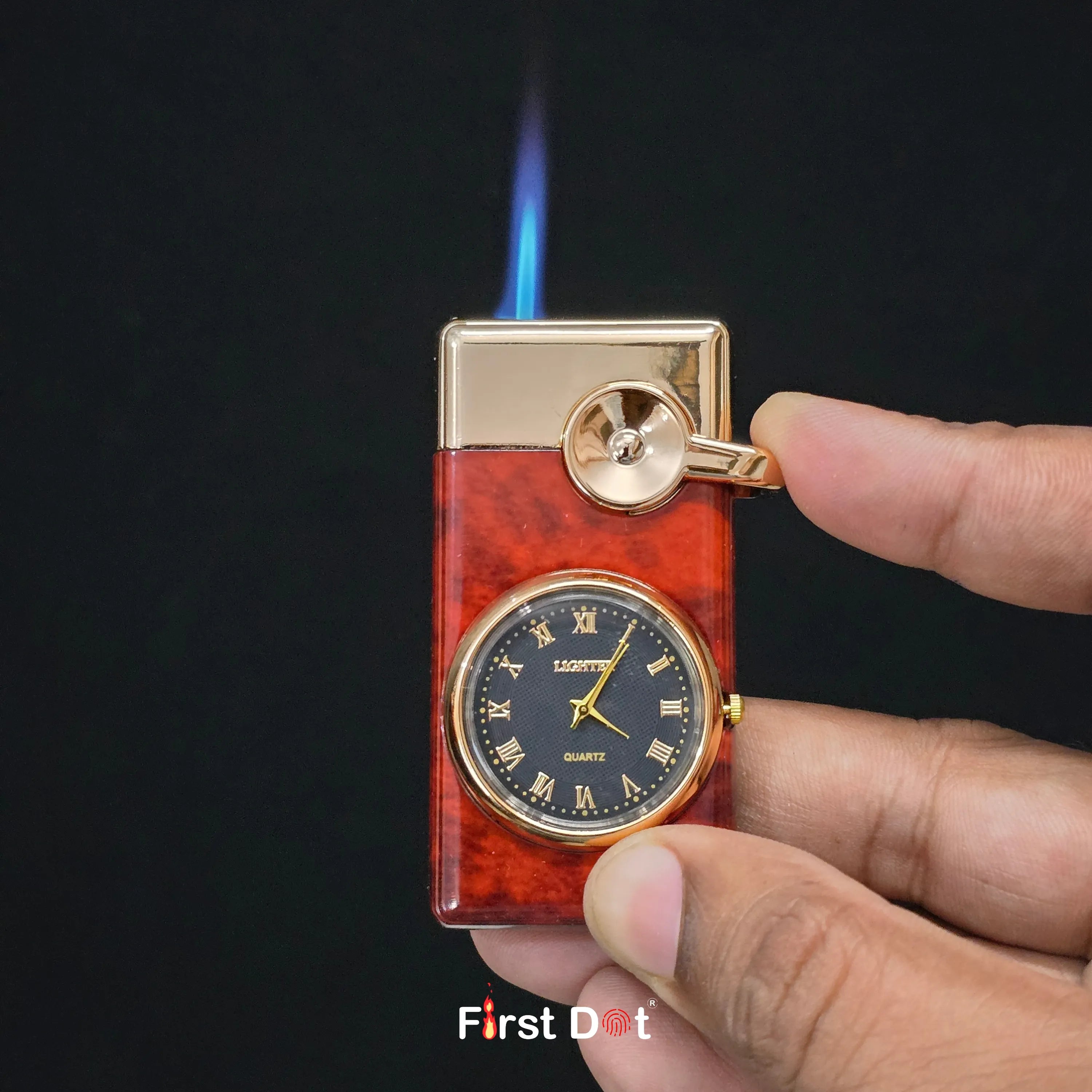 First Dot Maverick Swing-Arm Built-In Analog Watch Lighter