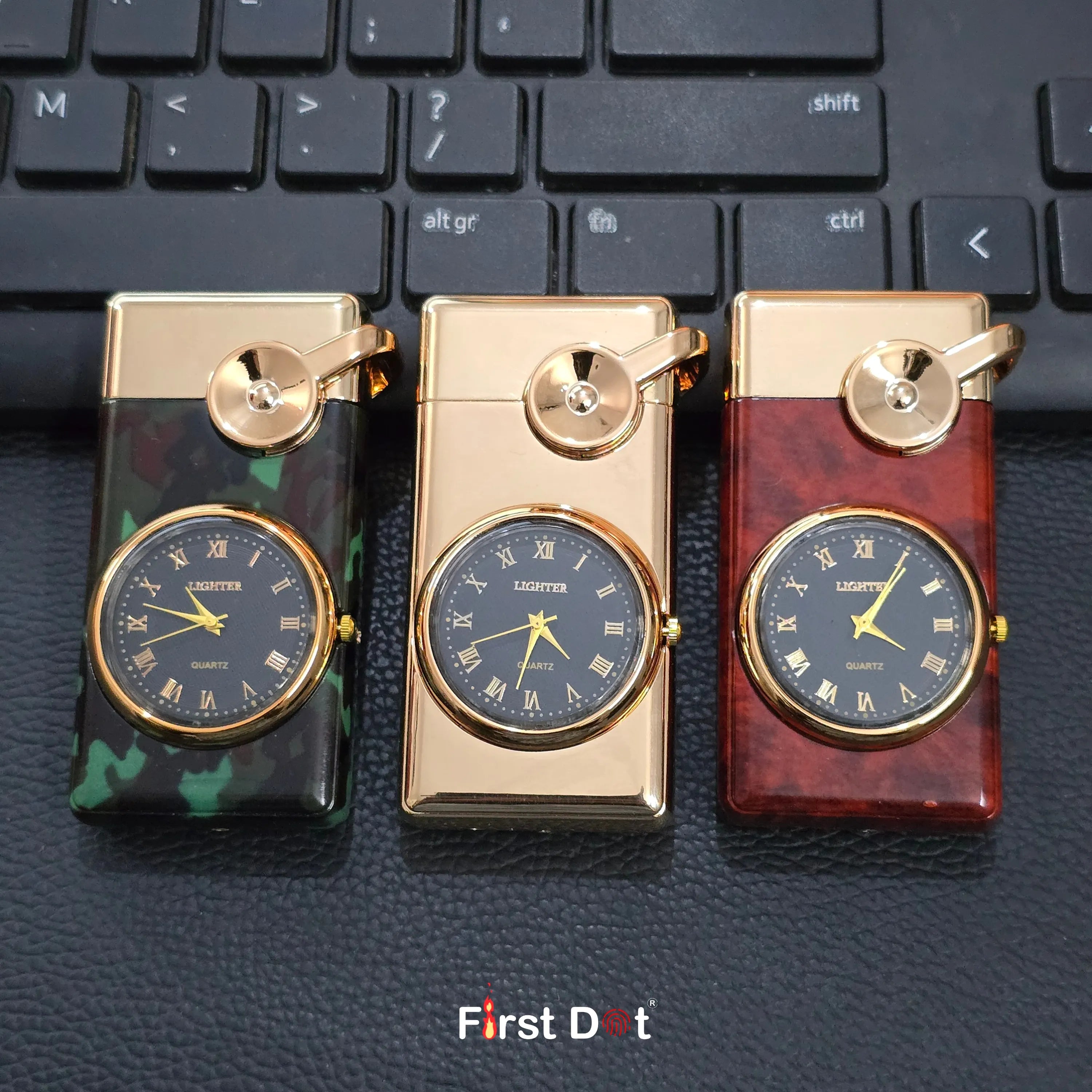 First Dot Maverick Swing-Arm Built-In Analog Watch Lighter