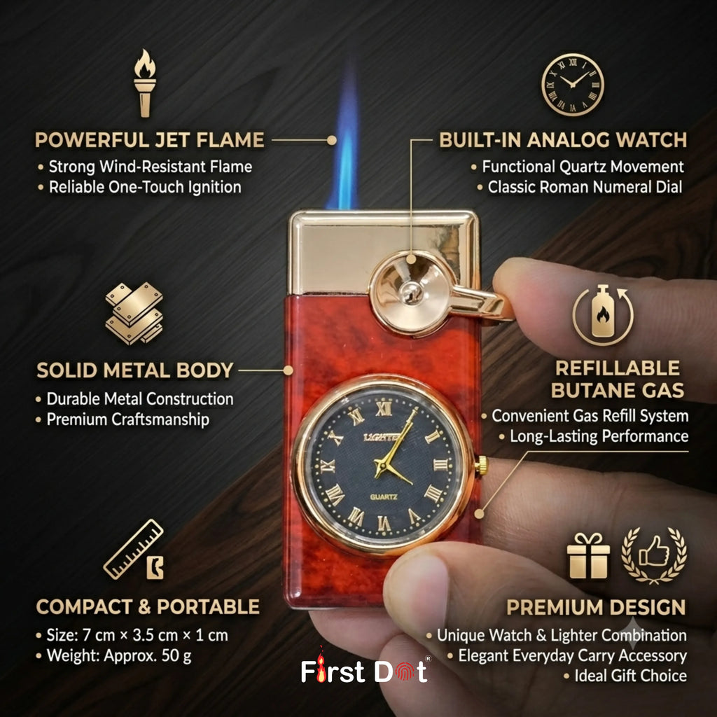 First Dot Maverick Swing-Arm Built-In Analog Watch Lighter