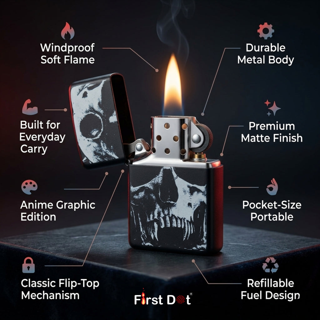 First Dot Nocturnal Gothic Windproof Cigarette Lighter