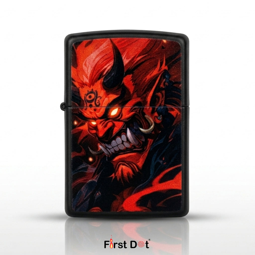First Dot Oni Demon Japanese Folklore Art Windproof Cigarette Lighter