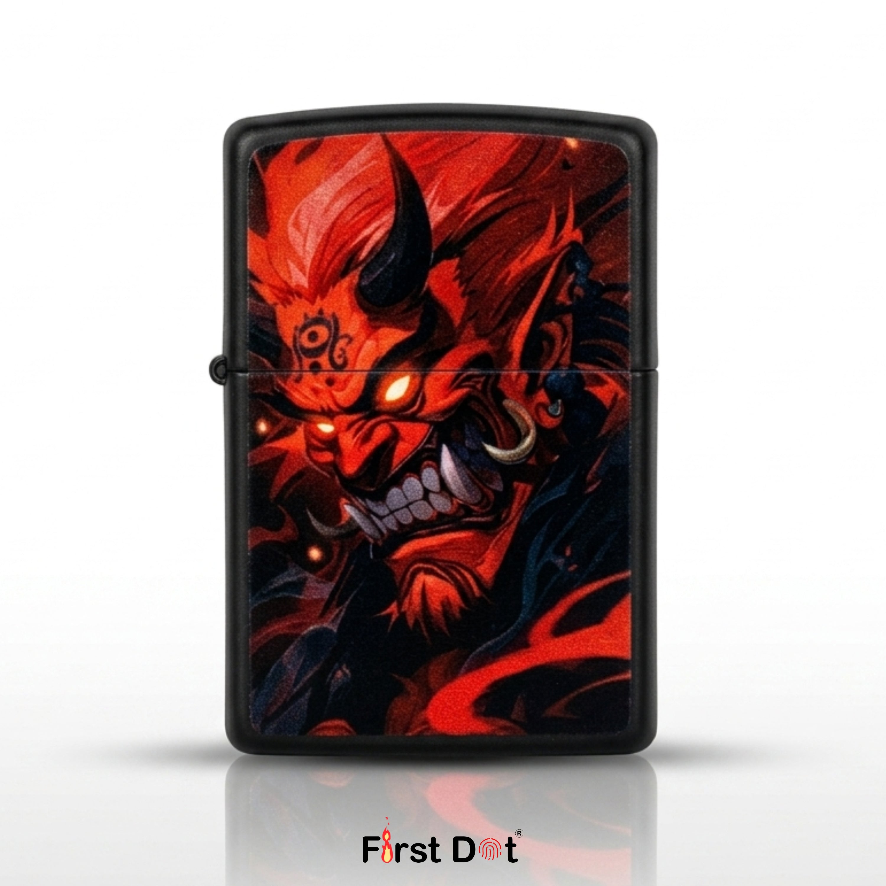 First Dot Oni Demon Japanese Folklore Art Windproof Cigarette Lighter