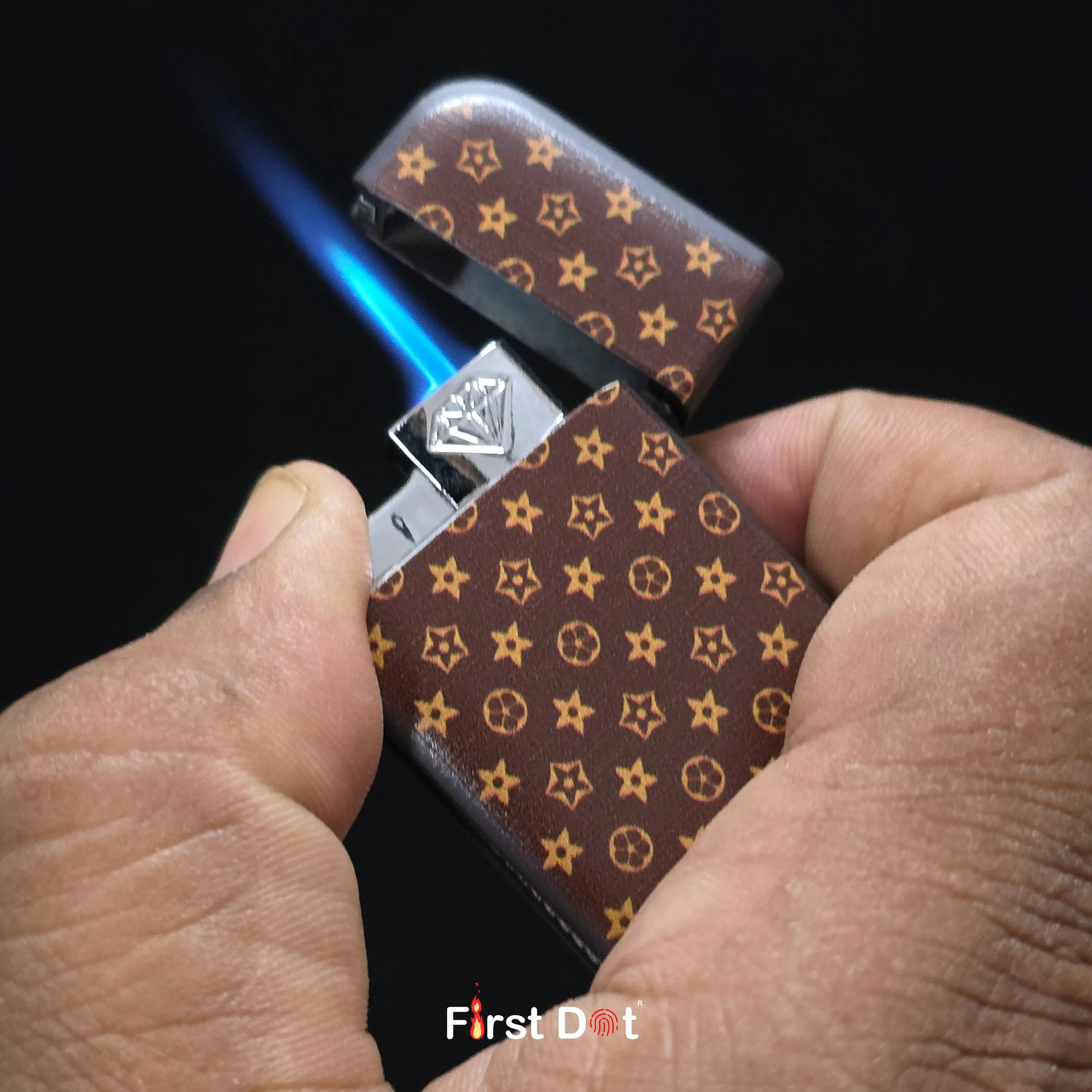 First Dot Pattern Series Windproof Blue Jet Flame Lighter