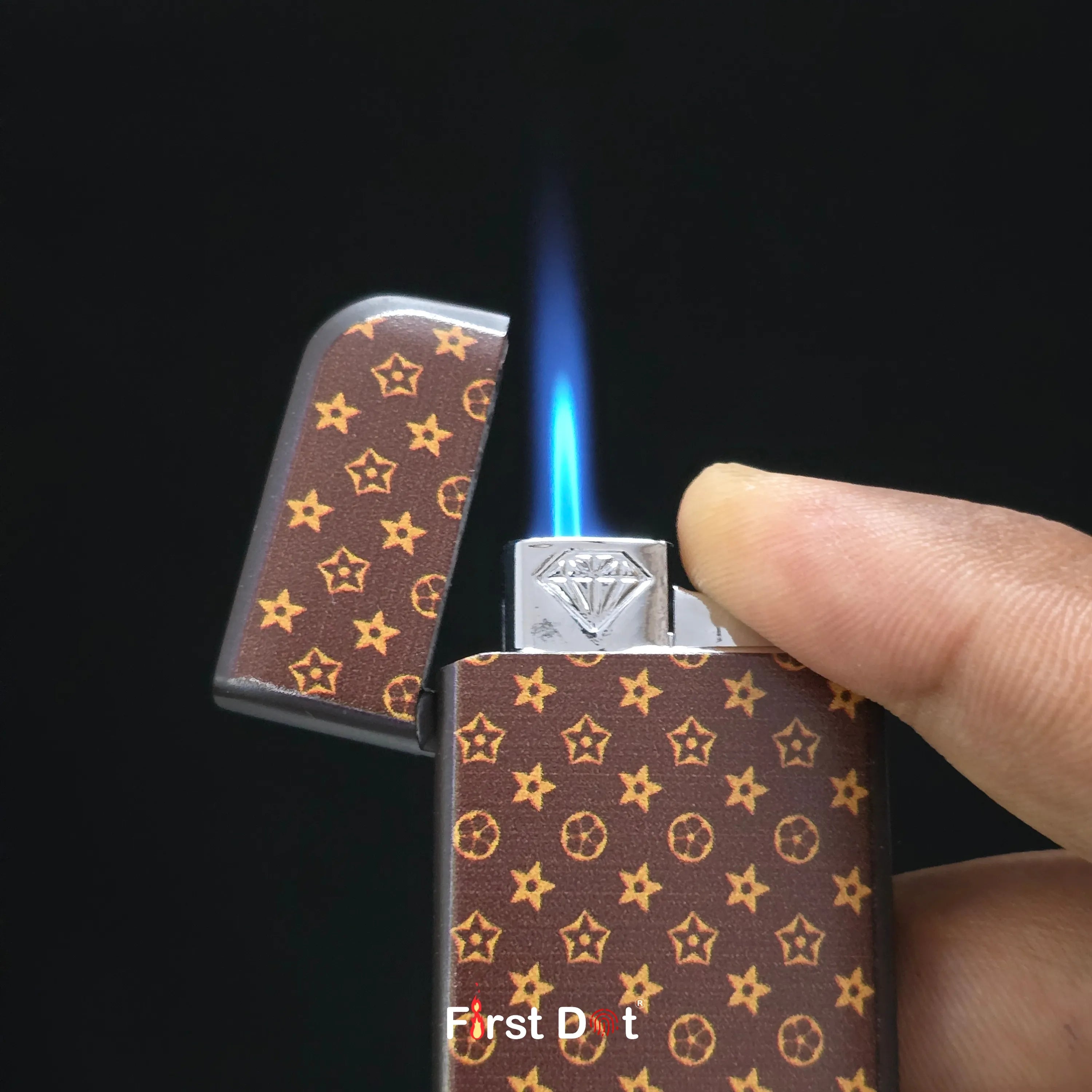 First Dot Pattern Series Windproof Blue Jet Flame Lighter