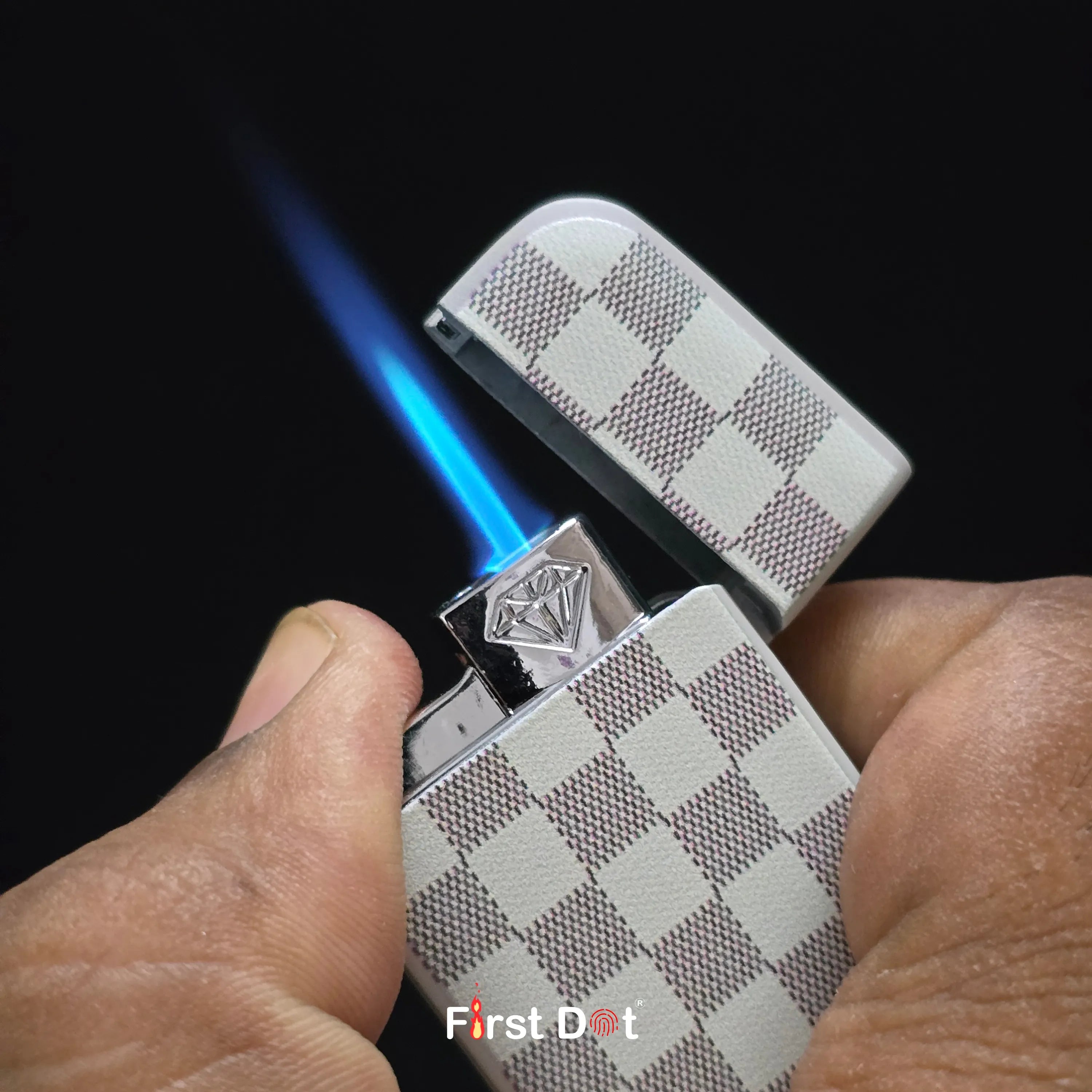 First Dot Pattern Series Windproof Blue Jet Flame Lighter