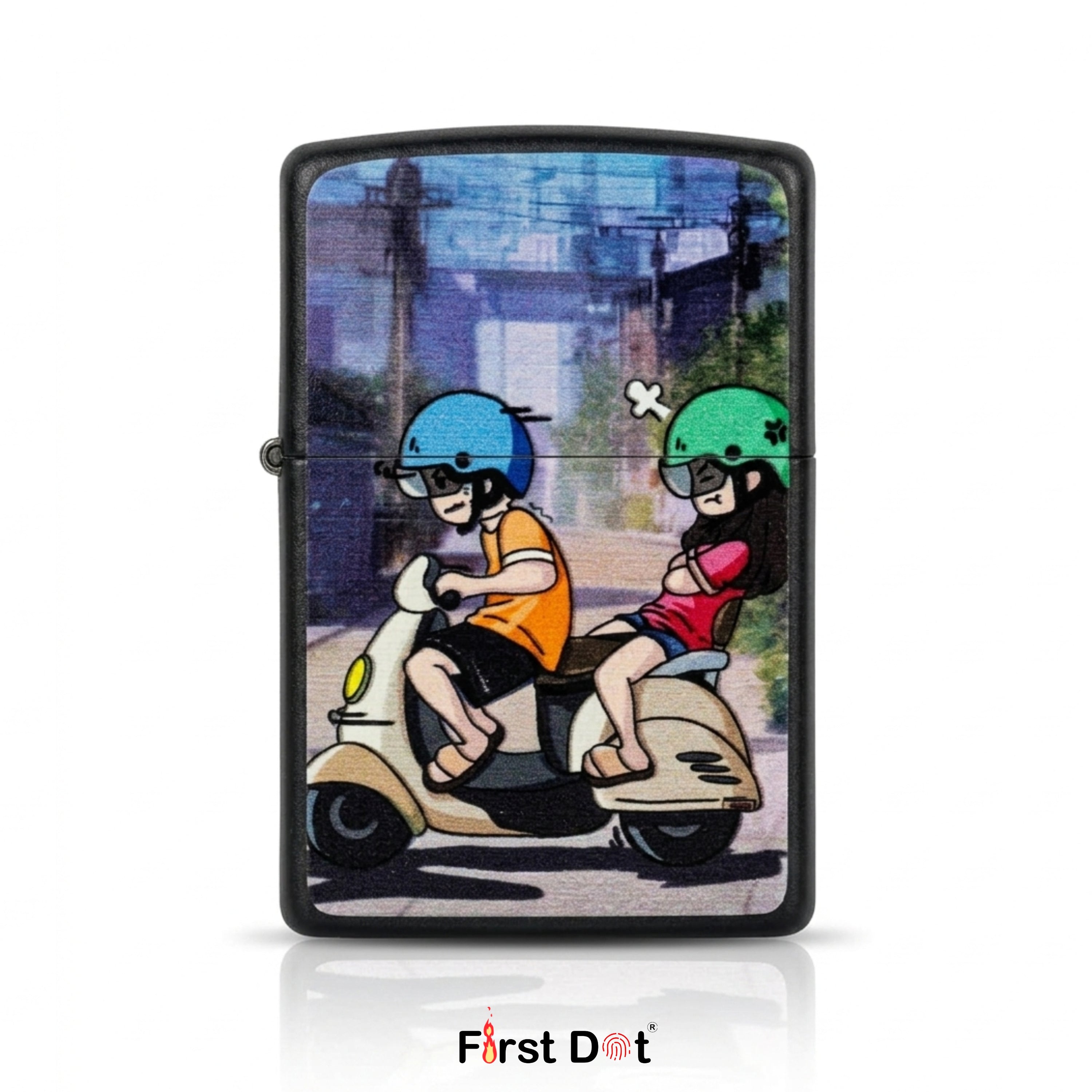 First Dot Urban Scooter Art Edition Windproof Cigarette Lighter