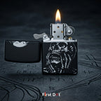 First Dot Gothic Skull Art Windproof Cigarette Lighter