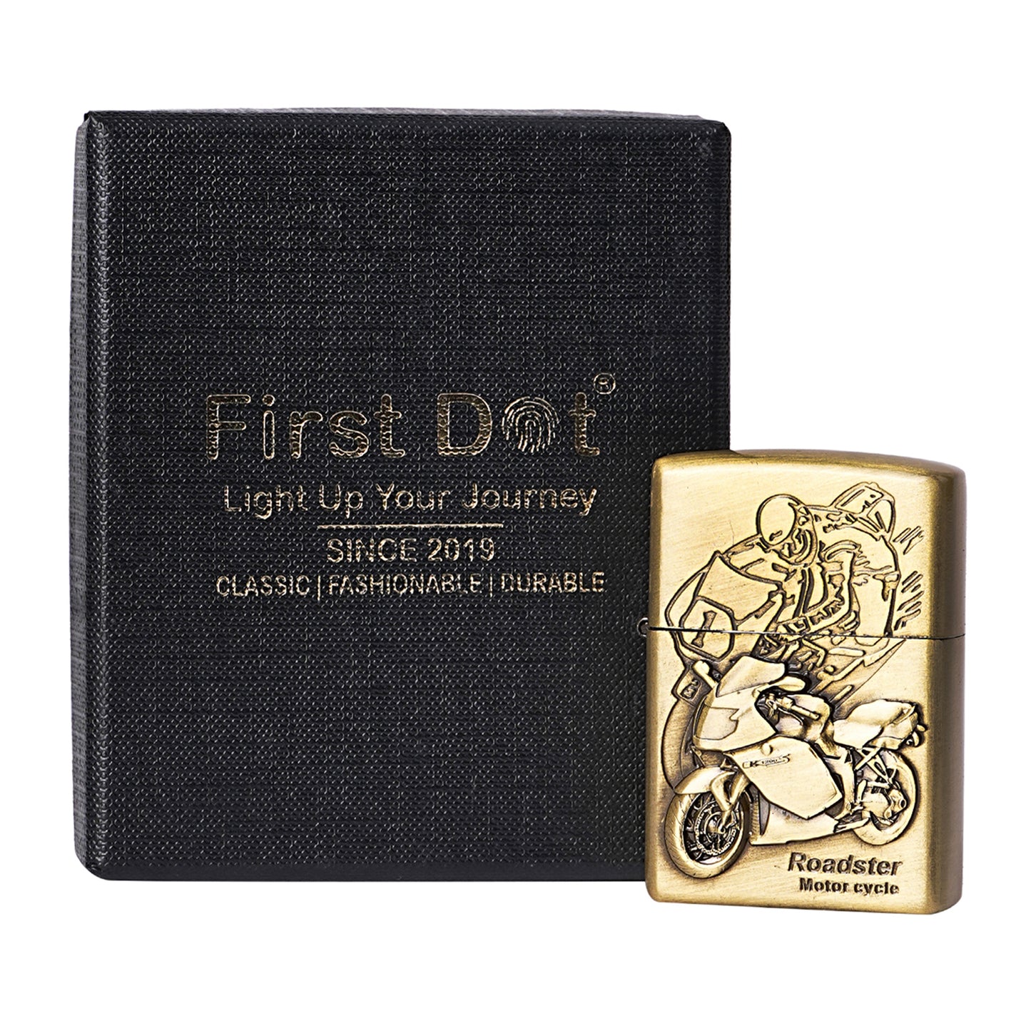 Roadster Motor Cycle Embossed Premium Refillable Cigarette Lighter – Perfect for Gifting | First Dot