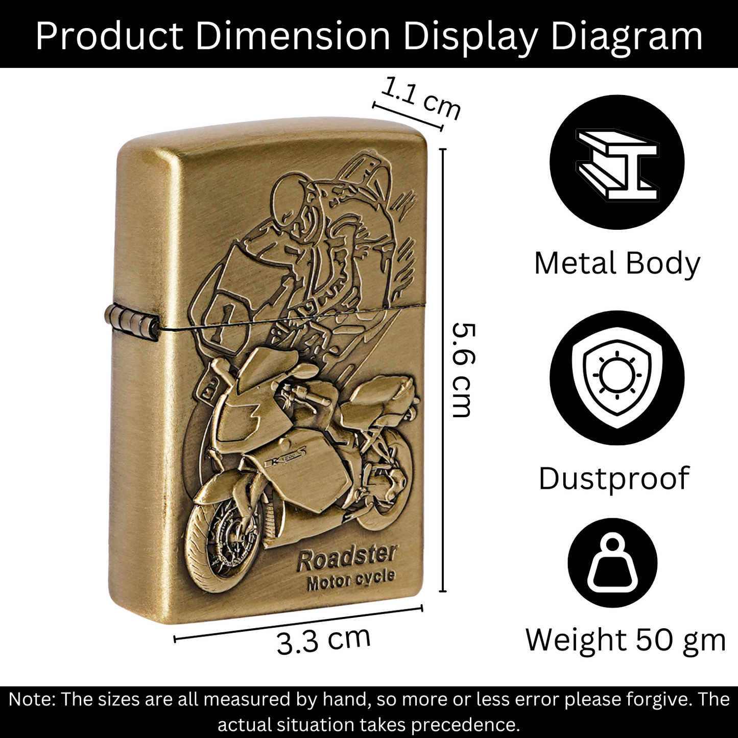 Roadster Motor Cycle Embossed Premium Refillable Cigarette Lighter – Perfect for Gifting | First Dot