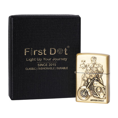 Vintage Motor Cycle Embossed Premium Refillable Cigarette Lighter – Perfect for Gifting | First Dot