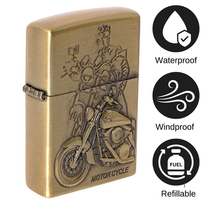 Vintage Motor Cycle Embossed Premium Refillable Cigarette Lighter – Perfect for Gifting | First Dot