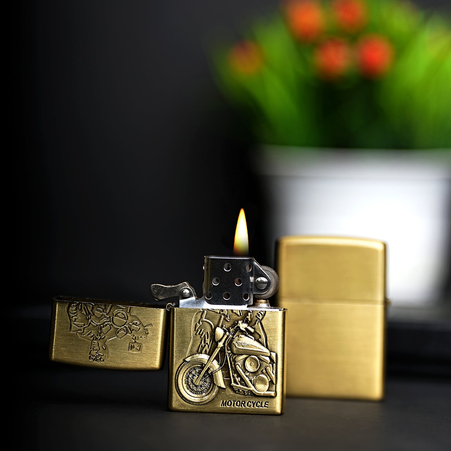 Vintage Motor Cycle Embossed Premium Refillable Cigarette Lighter – Perfect for Gifting | First Dot