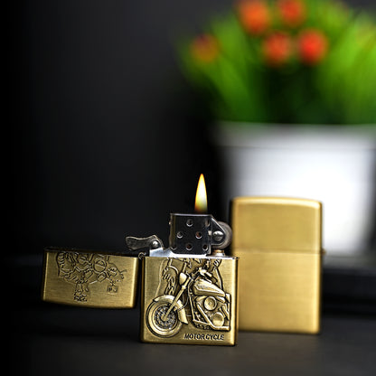 Vintage Motor Cycle Embossed Premium Refillable Cigarette Lighter – Perfect for Gifting | First Dot
