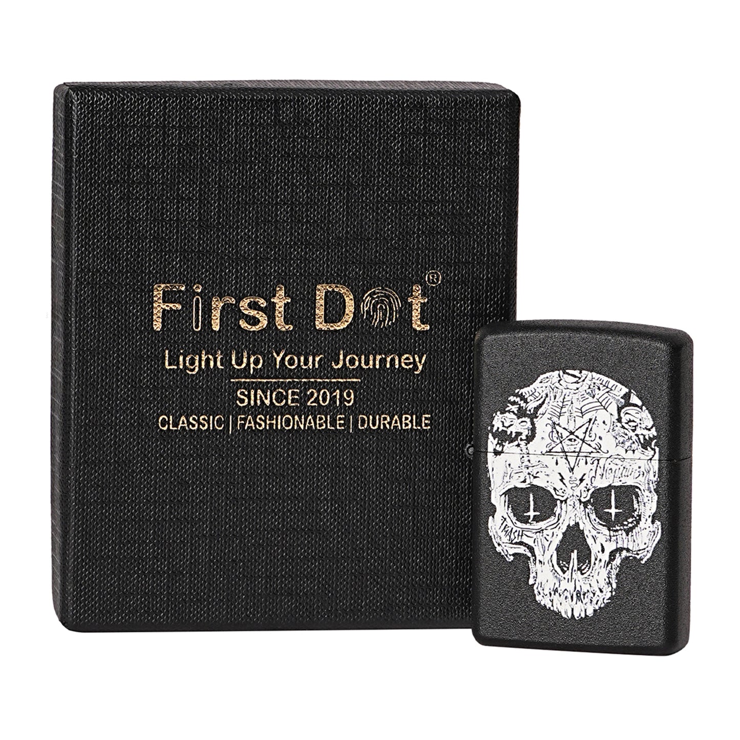 Inverted Cross Skull Premium Refillable Cigarette Lighter – Perfect for Gifting | First Dot