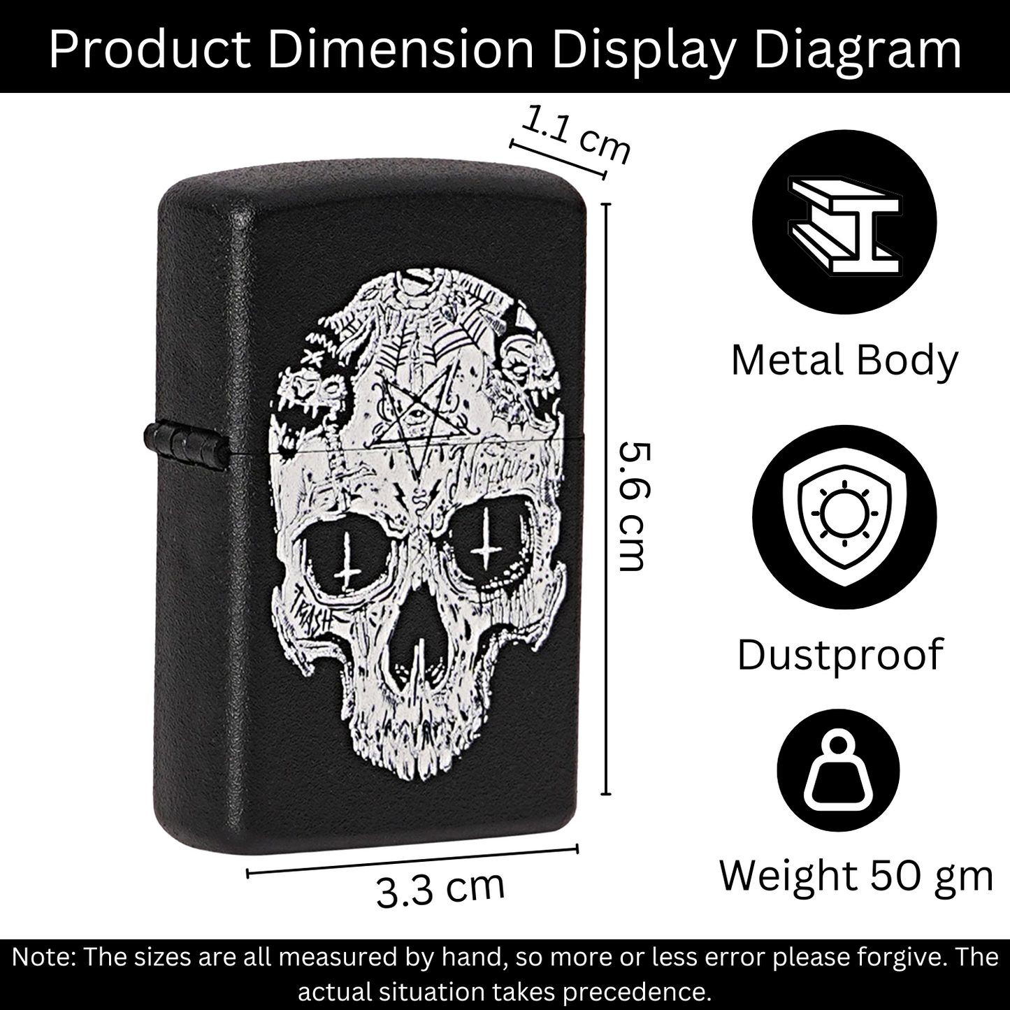 Inverted Cross Skull Premium Refillable Cigarette Lighter – Perfect for Gifting | First Dot