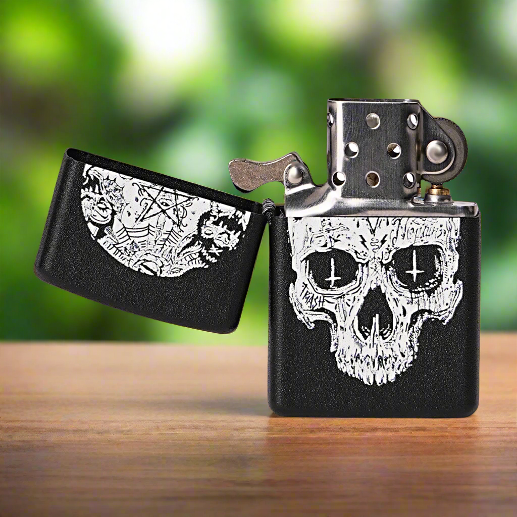 Inverted Cross Skull Premium Refillable Cigarette Lighter – Perfect for Gifting | First Dot