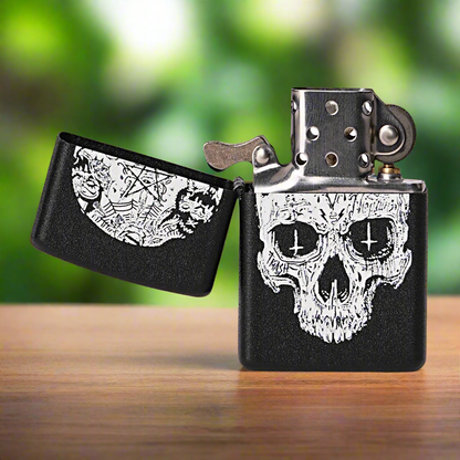 Inverted Cross Skull Premium Refillable Cigarette Lighter – Perfect for Gifting | First Dot