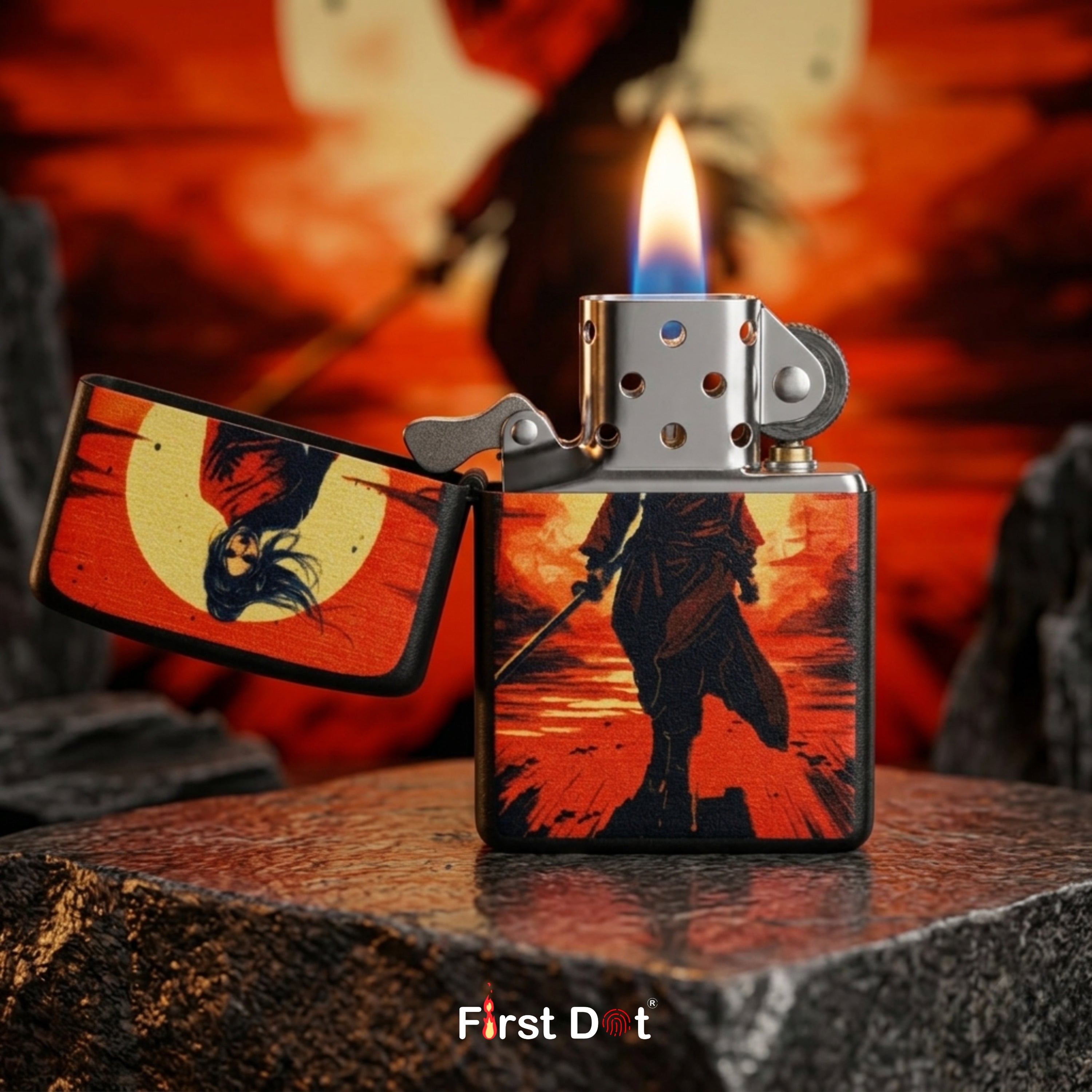 First Dot Samurai Sunset Ronin Series Windproof Cigarette Lighter
