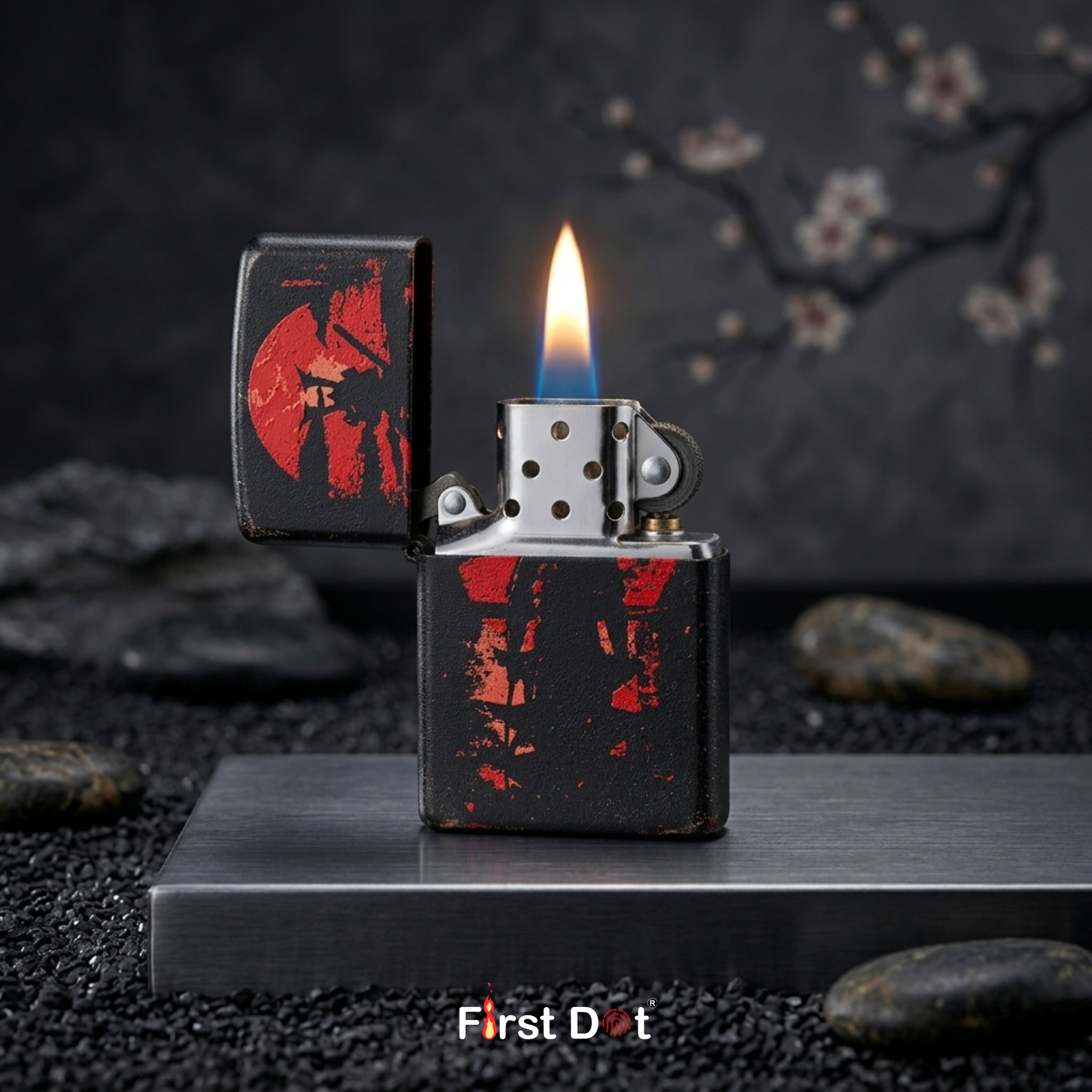First Dot Samurai Red Sun Windproof Cigarette Lighter