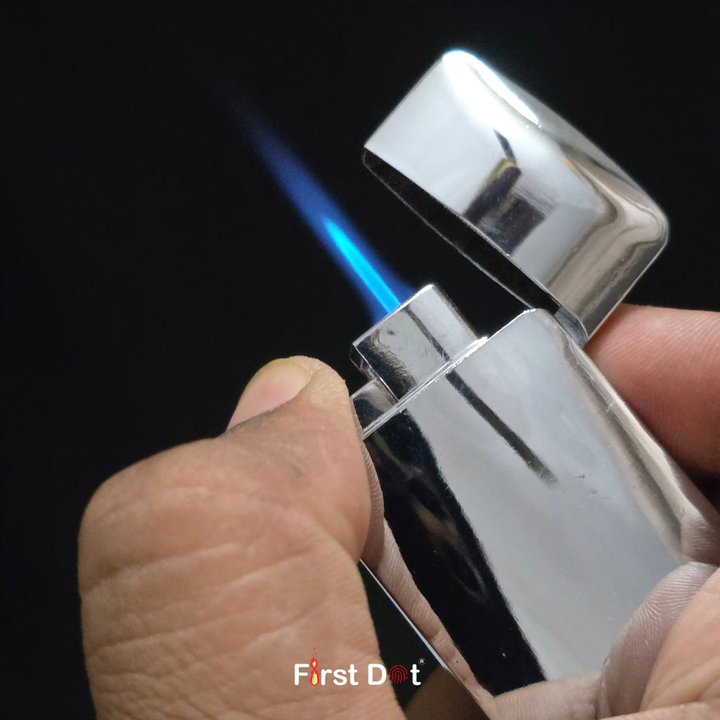 First Dot Skull Embossed Blue Jet Flame Lighter