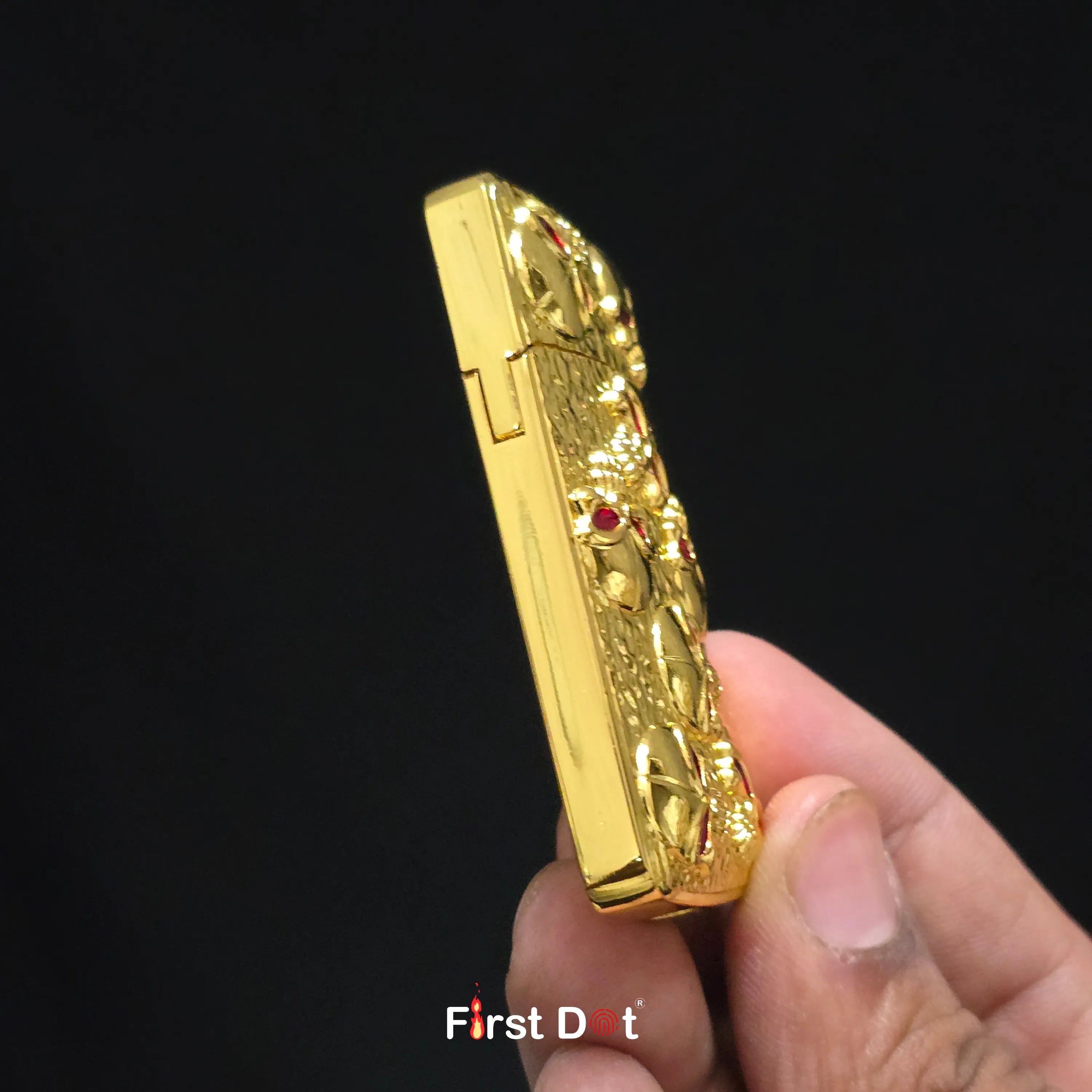First Dot Skull Embossed Blue Jet Flame Lighter