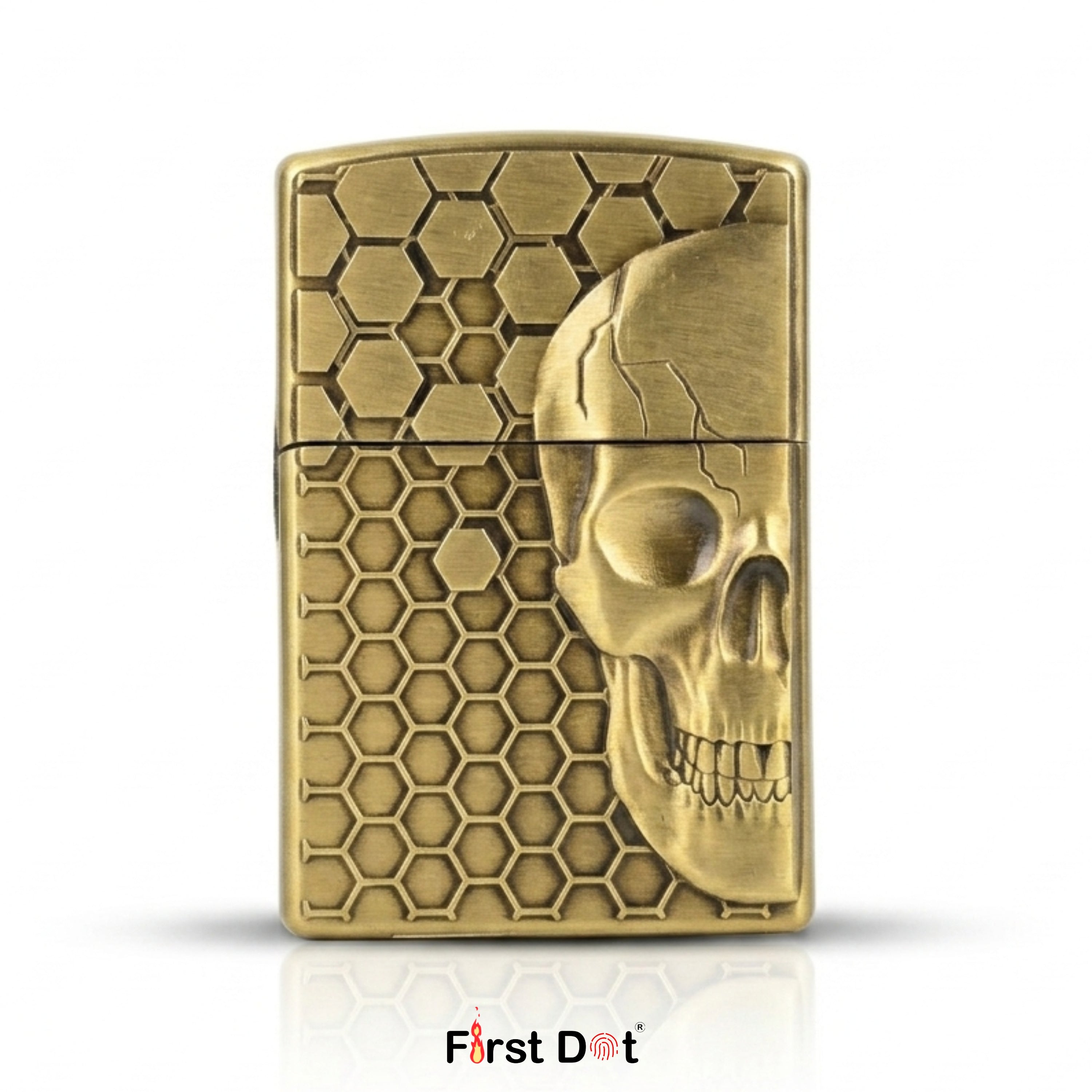 First Dot Skull Skeleton Classic Windproof Lighter | Flip-Top Lighter