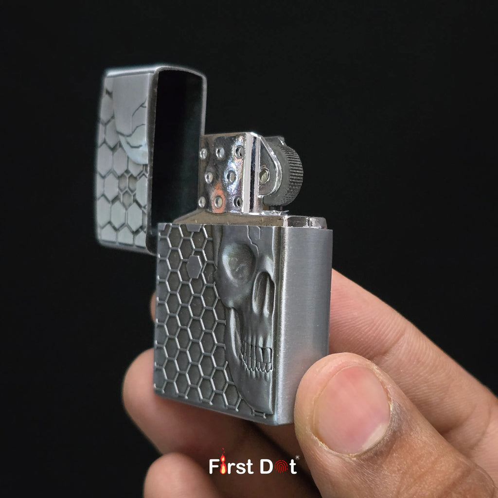 First Dot Skull Skeleton Classic Windproof Lighter | Flip-Top Lighter