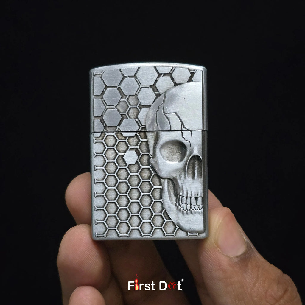 First Dot Skull Skeleton Classic Windproof Lighter | Flip-Top Lighter
