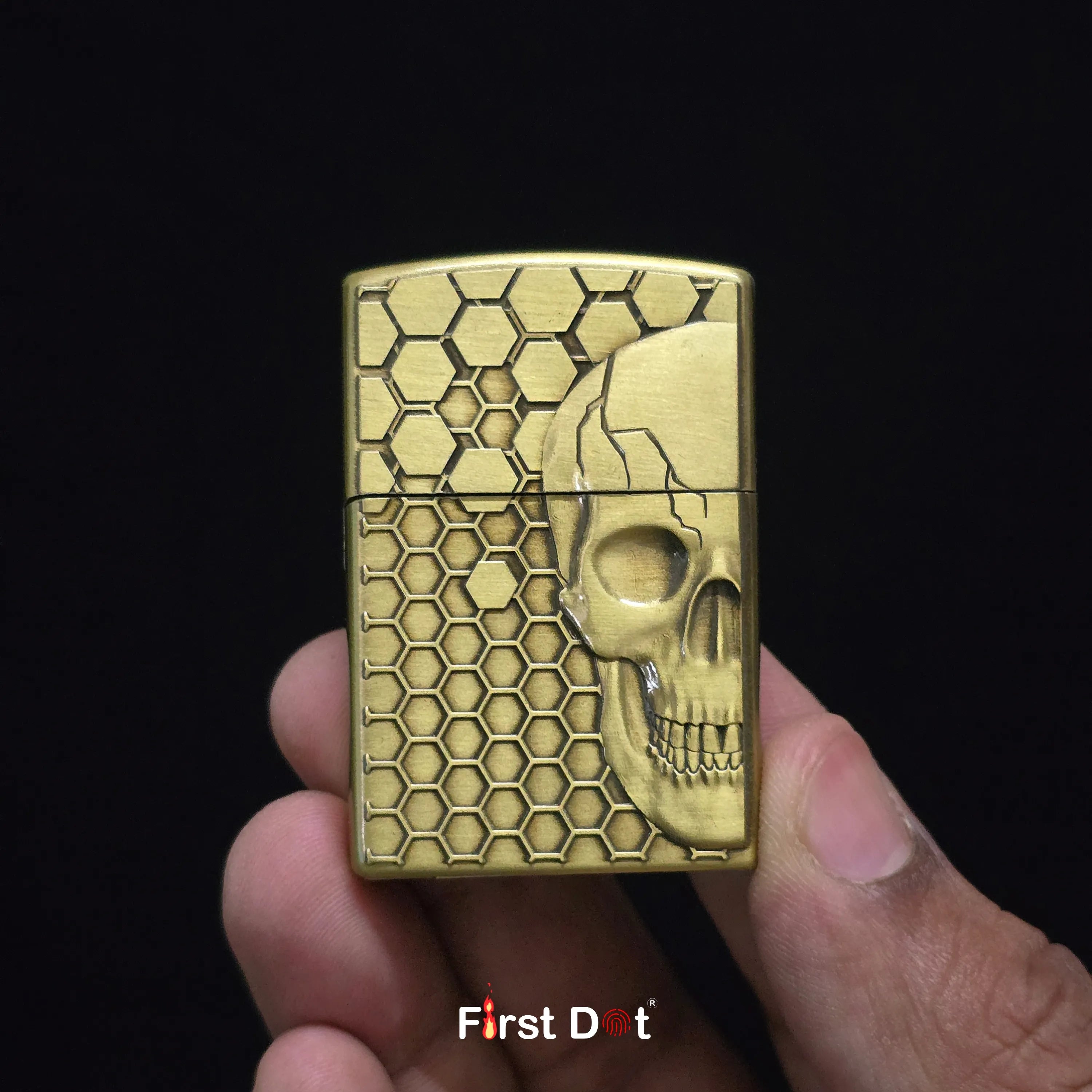 First Dot Skull Skeleton Classic Windproof Lighter | Flip-Top Lighter