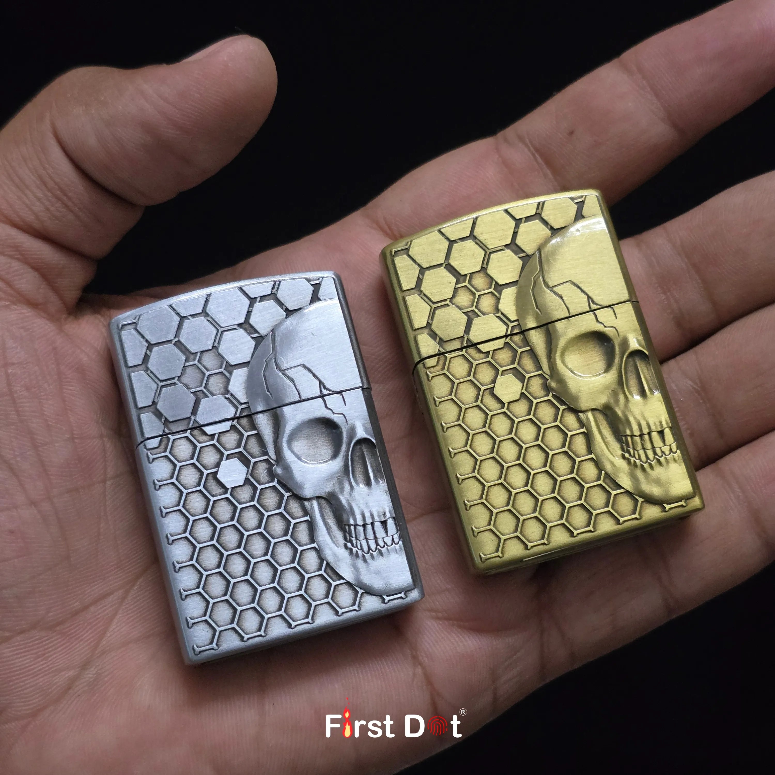 First Dot Skull Skeleton Classic Windproof Lighter | Flip-Top Lighter