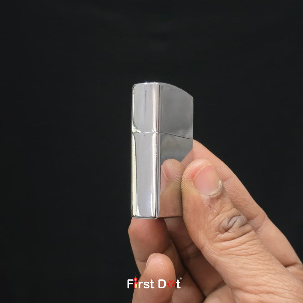 Classic Polished Chrome Silver Lighter | Wind-Resistant (Gas Lighter)