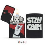 First Dot Stay Calm & Artistic Hand Liquid Fuel Lighter Pack of 2