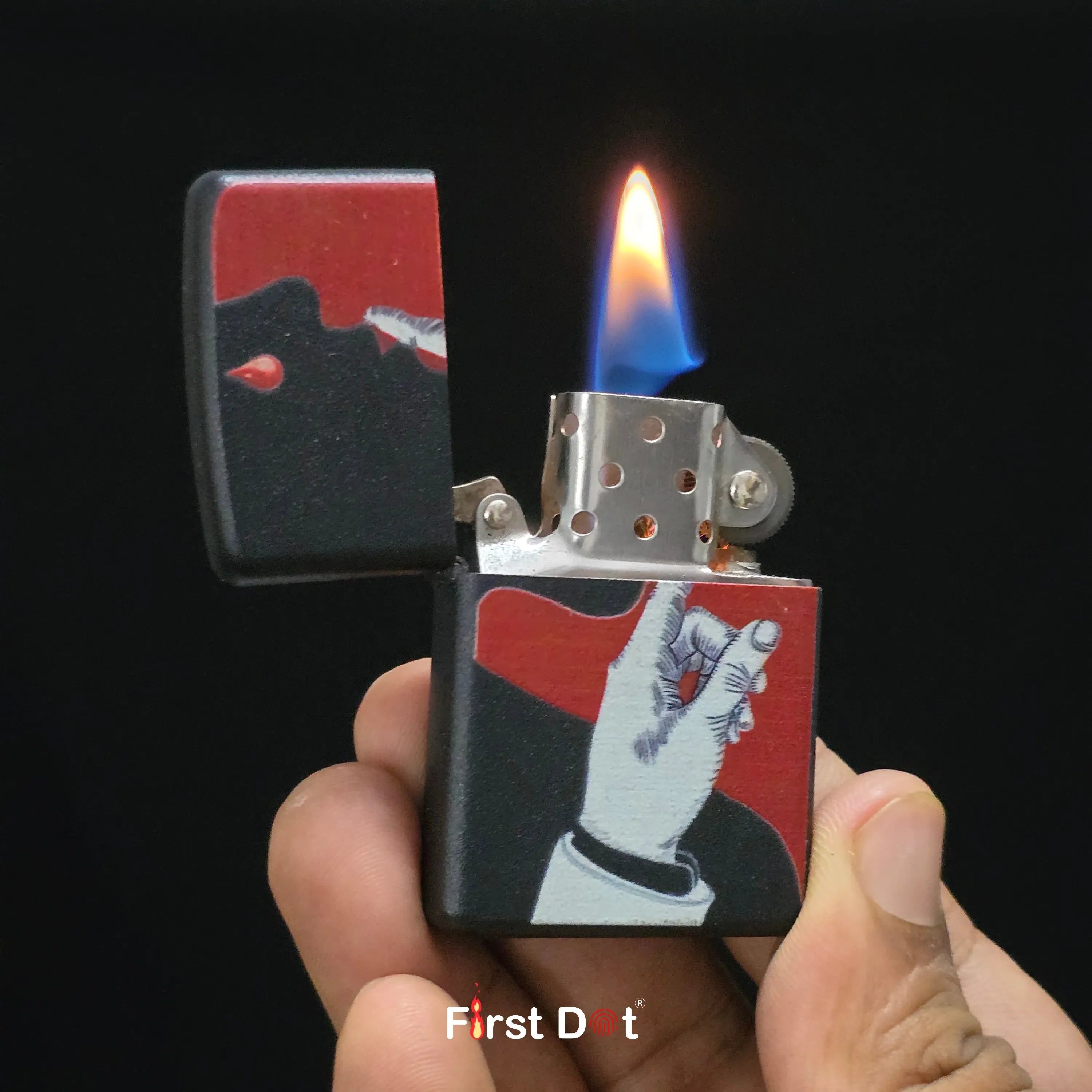 First Dot Stay Calm & Artistic Hand Liquid Fuel Lighter Pack of 2